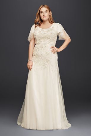 Modest Wedding Dress with Floral Lace ...